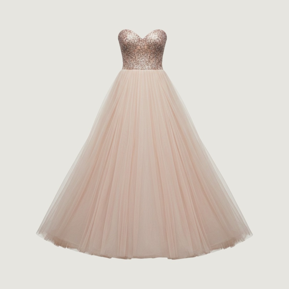 Hayley Paige Occasions Blush Pink Tulle Metallic Lace Gown 4 Sweetheart Maxi